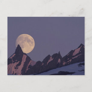 Alaska, Chugach Mountains Full moon rises Postcard