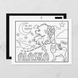 alaska color me collage postcard