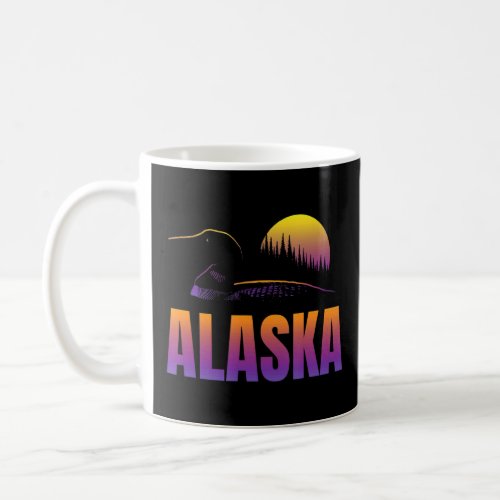Alaska Colorful Alaskan Sunset with Loon and Fores Coffee Mug