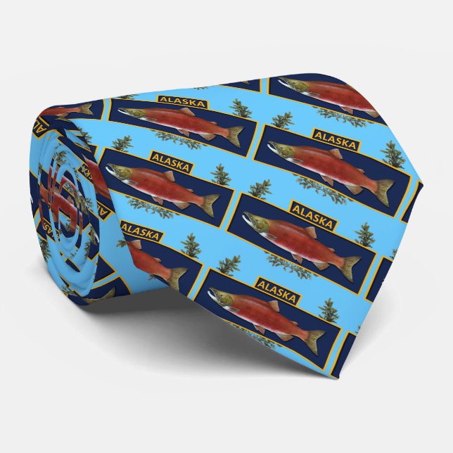 Alaska Combat Fisherman Badge Neck Tie (Rolled)