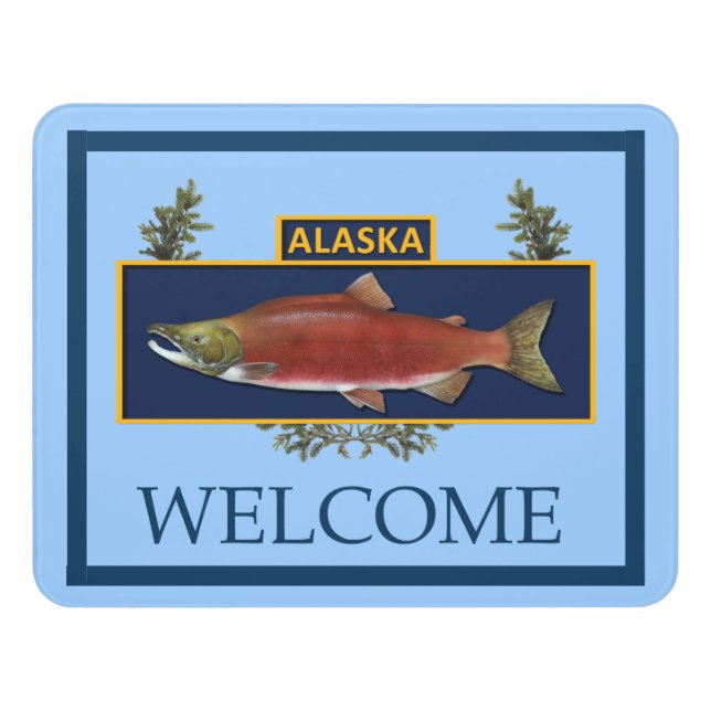 Alaska Combat Fisherman Badge - Welcome Door Sign (Contemporary Front)
