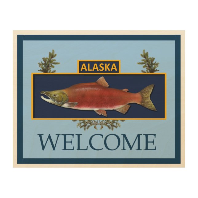 Alaska Combat Fisherman Badge - Welcome Wood Wall Decor (Front)