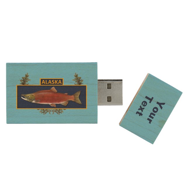Alaska Combat Fisherman Badge Wood USB Flash Drive (Opened)