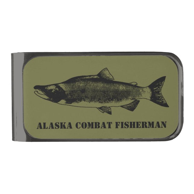 Alaska Combat Fisherman Gunmetal Finish Money Clip (Front)