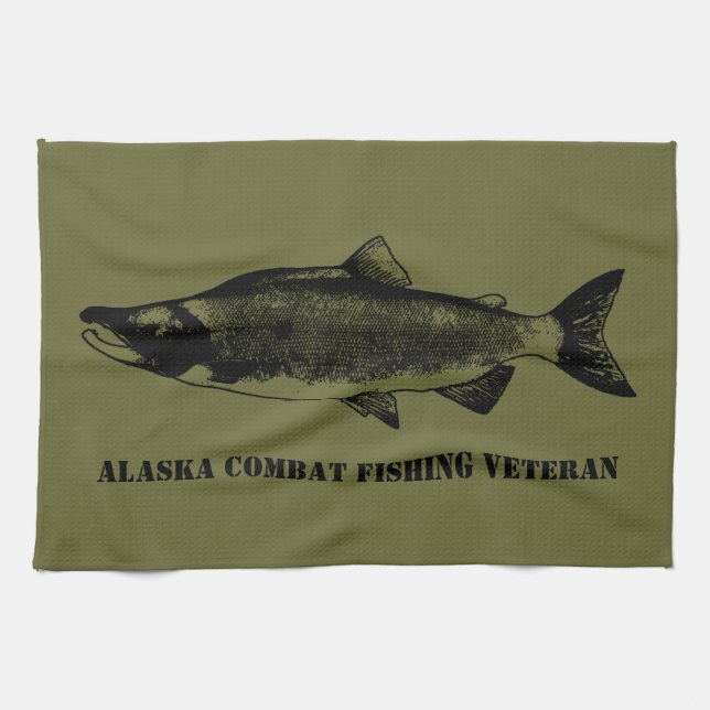 Alaska Combat Fishing Veteran Kitchen Towel (Horizontal)