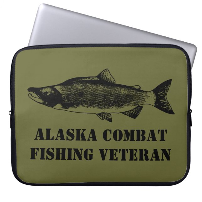 Alaska Combat Fishing Veteran Laptop Sleeve (Front)