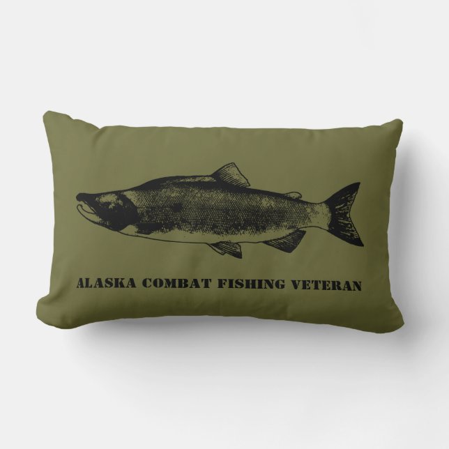 Alaska Combat Fishing Veteran Lumbar Pillow (Front)
