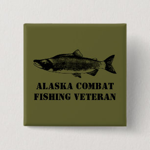 Alaska Combat Fishing Veteran Pinback Button