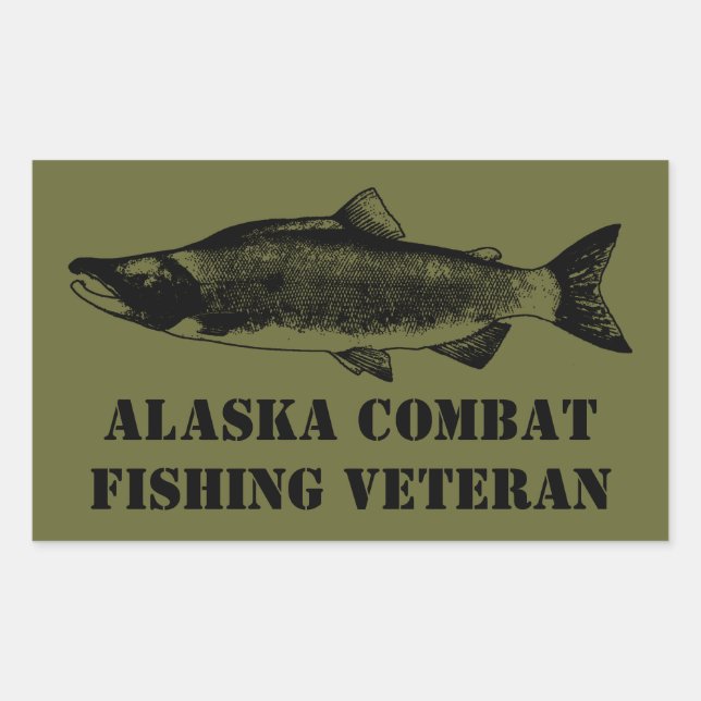 Alaska Combat Fishing Veteran Rectangular Sticker (Front)