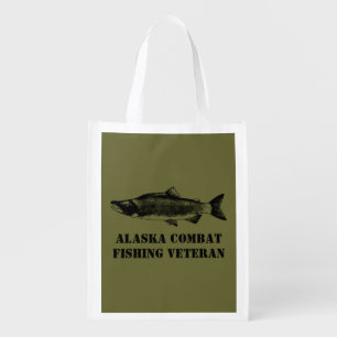 Alaska Combat Fishing Veteran Reusable Grocery Bag