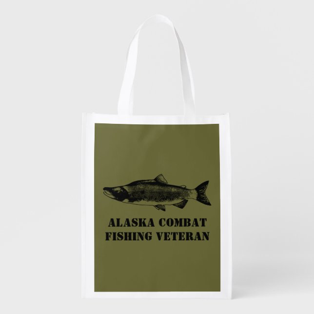 Alaska Combat Fishing Veteran Reusable Grocery Bag (Front)