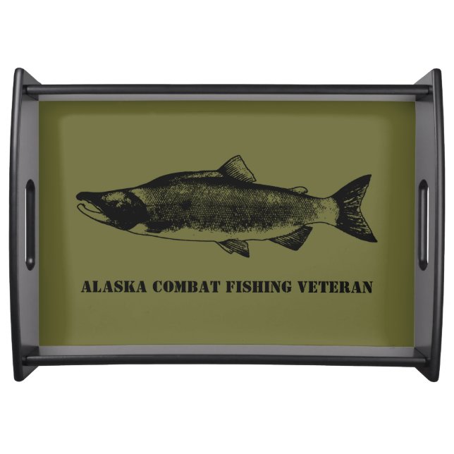 Alaska Combat Fishing Veteran Serving Tray (Front)