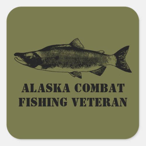 Alaska Combat Fishing Veteran Square Sticker