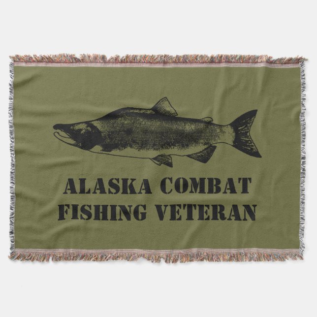 Alaska Combat Fishing Veteran Throw Blanket (Front)