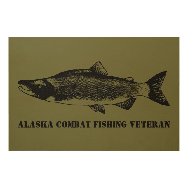 Alaska Combat Fishing Veteran Wood Wall Art (Front)