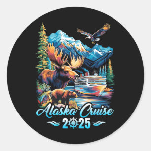 Alaska Cruise 2025 Matching Family Friends Group A Classic Round Sticker