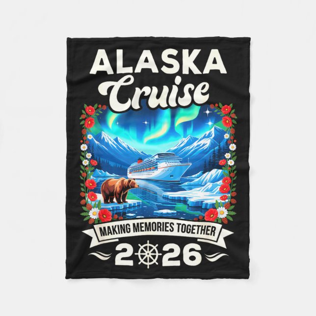Alaska cruise 2026 matching family and friends fleece blanket (Front)