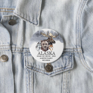 Alaska Cruise Cruising Animals Bear Wolf Moose Button