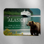 Alaska Cruise Cruising Bear Personalized  Magnet<br><div class="desc">This design may be personalized in the area provided by changing the photo and/or text. Or it can be customized by clicking Personalize this Template and then choosing the click to customize further option and delete or change the color of the background, add text, change the text color or style,...</div>