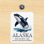 Alaska Cruise Cruising Orca Jumping Watercolor  Magnet<br><div class="desc">This design may be personalized in the area provided by changing the photo and/or text. Or it can be customized by clicking Personalize this Template and then choosing the click to customize further option and delete or change the color of the background, add text, change the text color or style,...</div>
