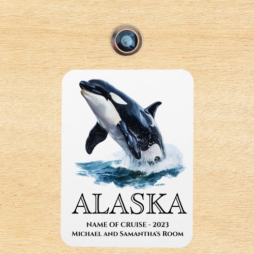 Alaska Cruise Cruising Orca Jumping Watercolor  Magnet