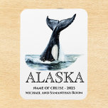 Alaska Cruise Cruising Orca tail Watercolor  Magnet<br><div class="desc">This design may be personalized in the area provided by changing the photo and/or text. Or it can be customized by clicking Personalize this Template and then choosing the click to customize further option and delete or change the color of the background, add text, change the text color or style,...</div>