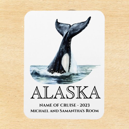 Alaska Cruise Cruising Orca tail Watercolor  Magnet