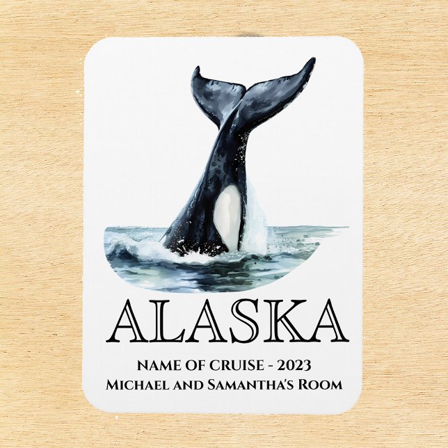 Alaska Cruise Cruising Orca tail Watercolor  Magnet (Creator Uploaded)