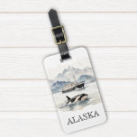 Alaska Cruise Cruising Orca Watercolor Custom Luggage Tag<br><div class="desc">This design may be personalized in the area provided by changing the photo and/or text. Or it can be customized by clicking Personalize this Template and then choosing the click to customize further option and delete or change the color of the background, add text, change the text color or style,...</div>