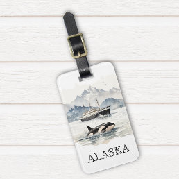 Alaska Cruise Cruising Orca Watercolor Custom Luggage Tag