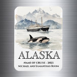 Alaska Cruise Cruising Orca Watercolor  Magnet<br><div class="desc">This design may be personalized in the area provided by changing the photo and/or text. Or it can be customized by clicking Personalize this Template and then choosing the click to customize further option and delete or change the color of the background, add text, change the text color or style,...</div>