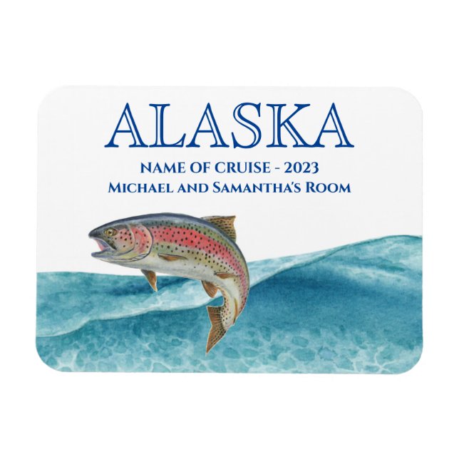 Alaska Cruise Cruising Salmon watercolor  Magnet (Horizontal)
