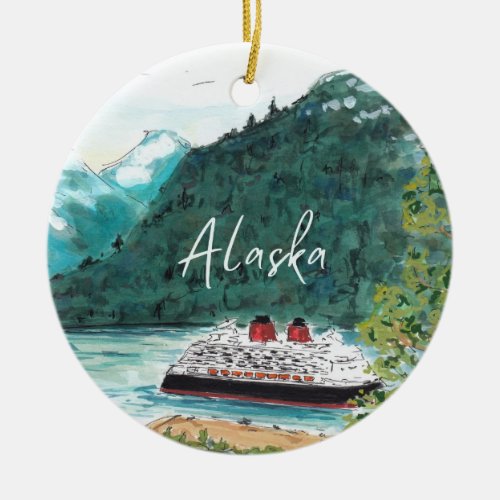 Alaska Cruise Ship Ceramic Ornament