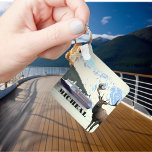 Alaska Cruise Ship Elk and Mountains Keychain<br><div class="desc">This design may be personalized in the area provided by changing the photo and/or text. Or it can be customized by clicking Personalize this Template and then choosing the click to customize further option and delete or change the color of the background, add text, change the text color or style,...</div>