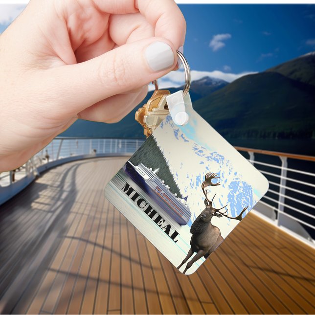 Alaska Cruise Ship Elk and Mountains Keychain (Creator Uploaded)