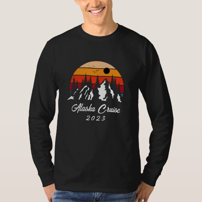 Alaska Cruise Sunset Mountain Customizable T-Shirt (Front)