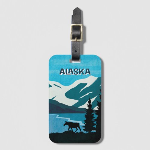 Alaska Cruise Vacation Glacier Mountain Moose Luggage Tag