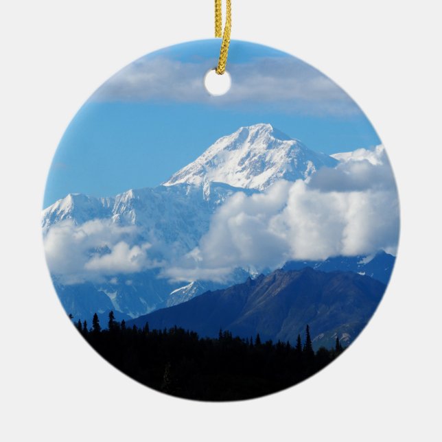 Alaska Denali Mountain landscape Ceramic Ornament (Front)