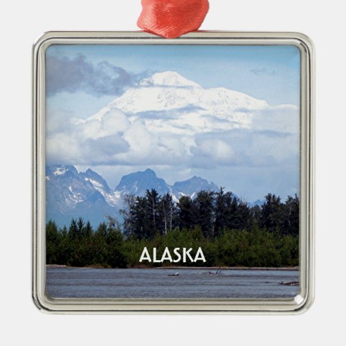 Alaska Denali Mt McKinley from river  USA 1 Metal Ornament