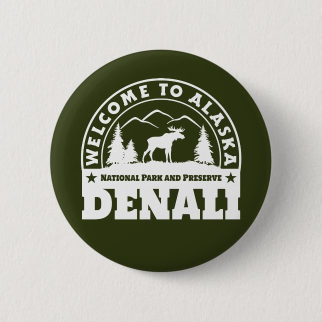 Alaska. Denali National Park and Preserve Pinback Button (Front)