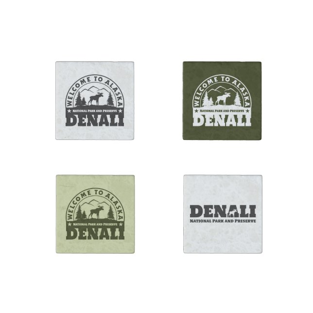 Alaska. Denali National Park and Preserve Stone Magnet (Front)