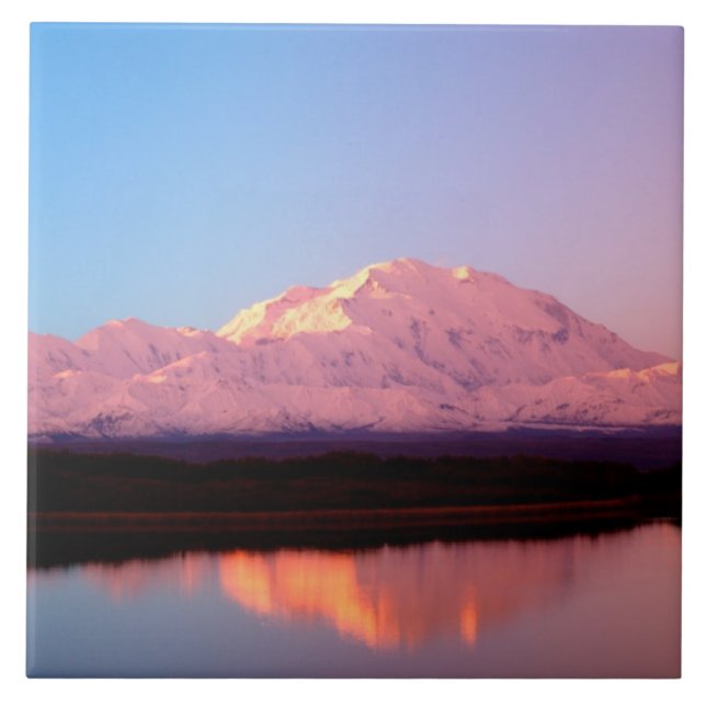 Alaska, Denali National Park, Mt. McKinley at Ceramic Tile (Front)