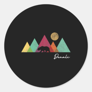 Alaska Denali National Park Souvenir Colorful Bear Classic Round Sticker
