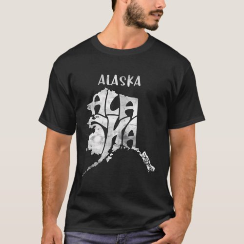 Alaska Designed As Alaska Map In Freeform Grunge T T_Shirt