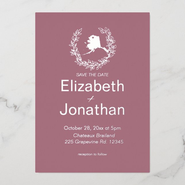 Alaska Destination Wedding   Foil Invitation (Front)