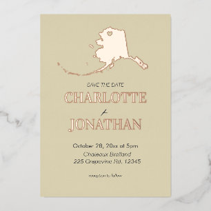 Alaska Destination Wedding Rose Gold Foil Invitation