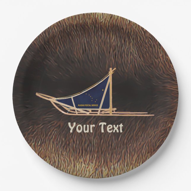 Alaska Dog Sled Mail Paper Plates (Front)