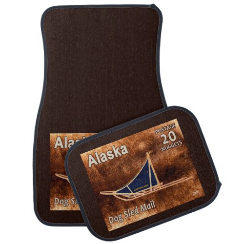 Alaska Dog Sled Mail Postage Stamp Car Floor Mat