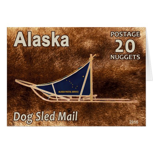 Alaska Dog Sled Mail Postage Stamp Cards (Front Horizontal)