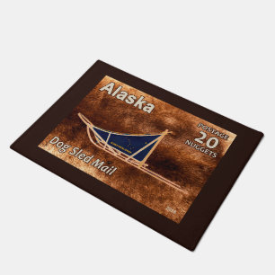 Alaska Dog Sled Mail Postage Stamp Doormat